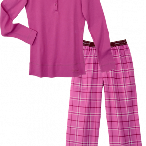 Ladies Comfortable Solid Pink Nigthwear and Check Printed Pajama