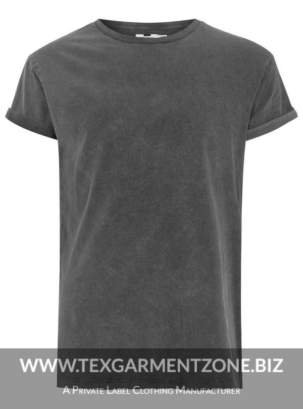 Men's Round Neck T-shirt with Acid Wash