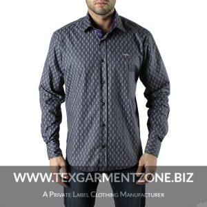 Mens Casual All Over Printed L/S Shirt