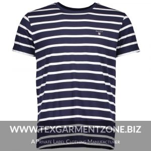 gant-breton-stripe-t-shirt-2003015-p4170-71156_image Men's Round Neck T-shirt Stripe Yarn Dyed