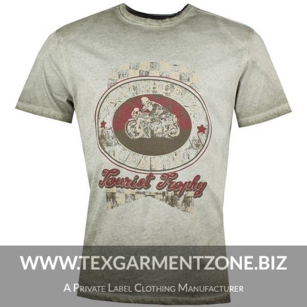 Men's Round Neck Antique Printed T-shirt