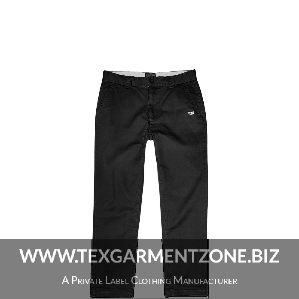 washed-Black-cotton-trouser Mens Casual Washed Chino Cotton Twill Pant