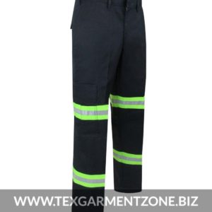 Men's Navy Cargo Flap Pocket Reflective Taped Workwear Trouser