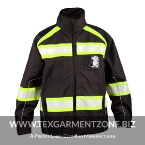 Black Working Waterproof Rain Coat Jacket with Reflective Tape