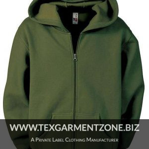 Mens Winter Zipped CVC Fleece Hoodie Sweatshirt