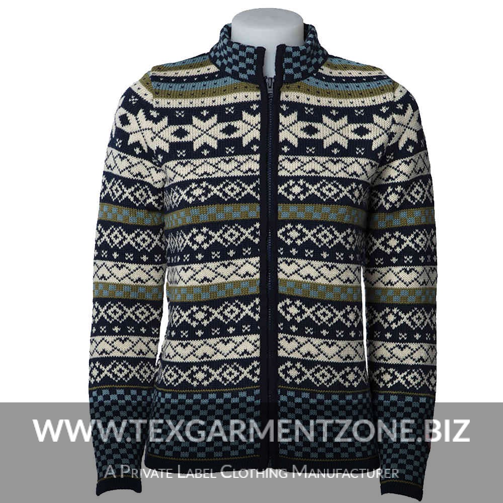 sweater_PNG67 Ladies Jacquard Designed Jacket Sweaters Cardigan